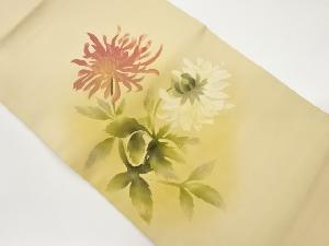 作家物　塩瀬手描き金彩菊模様名古屋帯